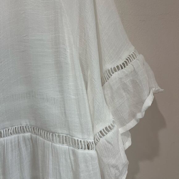 Cupshe White Ladder Cutout Tiered Cover Up Beach Shirt Dress Size M Resort - Picture 5 of 9